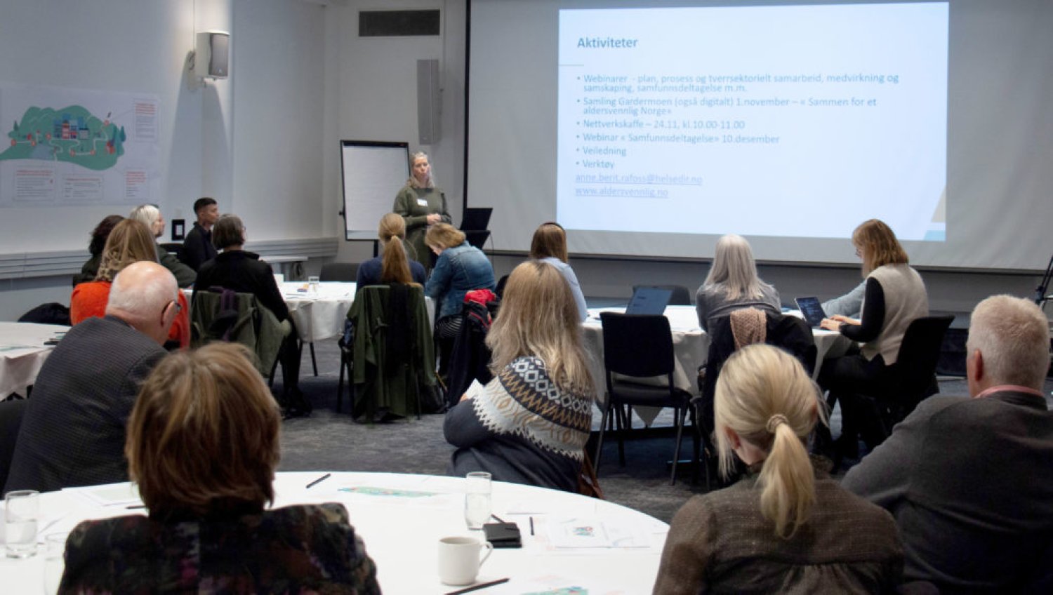 Nettverk for aldersvennlige lokalsamfunn samlet til workshop der temaet var <em>Fra plan til handling. </em>Foto: Embla Myklebust